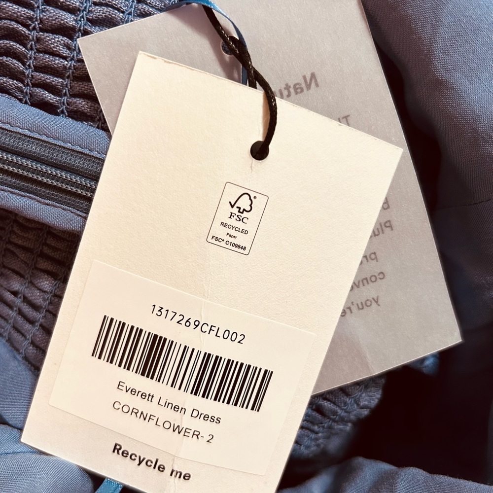 NWT Reformation Everett Linen Dress in Cornflower - Picture 8 of 8